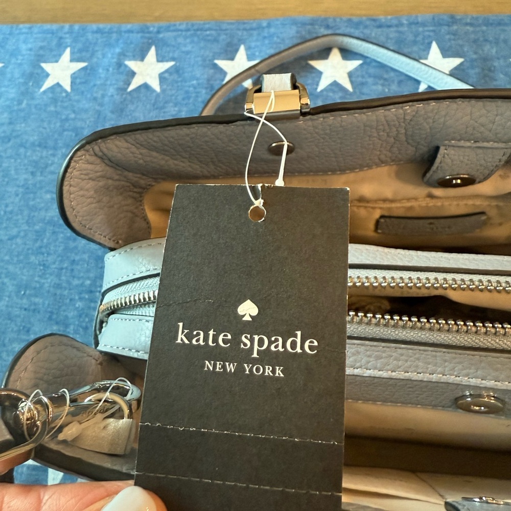 kate spade Gray and Cream Snake-Print Satchel - Picture 8 of 11